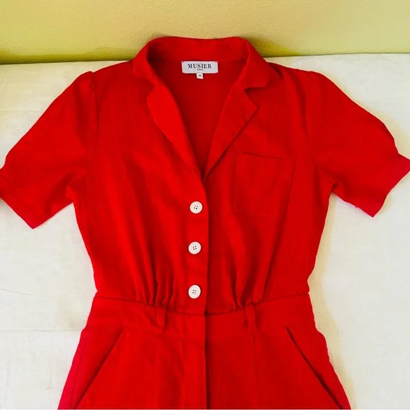 NWOT Musier Paris Laura Jumpsuit in Red 36 - Picture 3 of 10